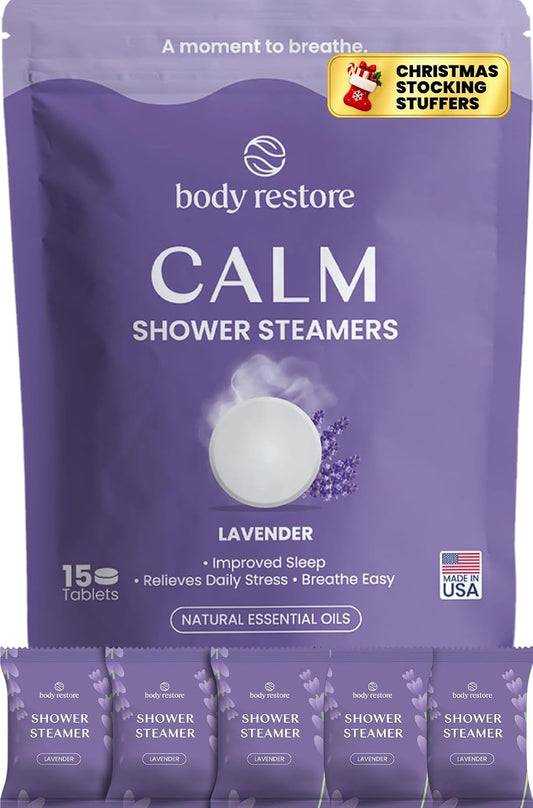 Body Restore BodyRestore Shower Steamers Aromatherapy, Self Care Gifts, Calm 15 Pack