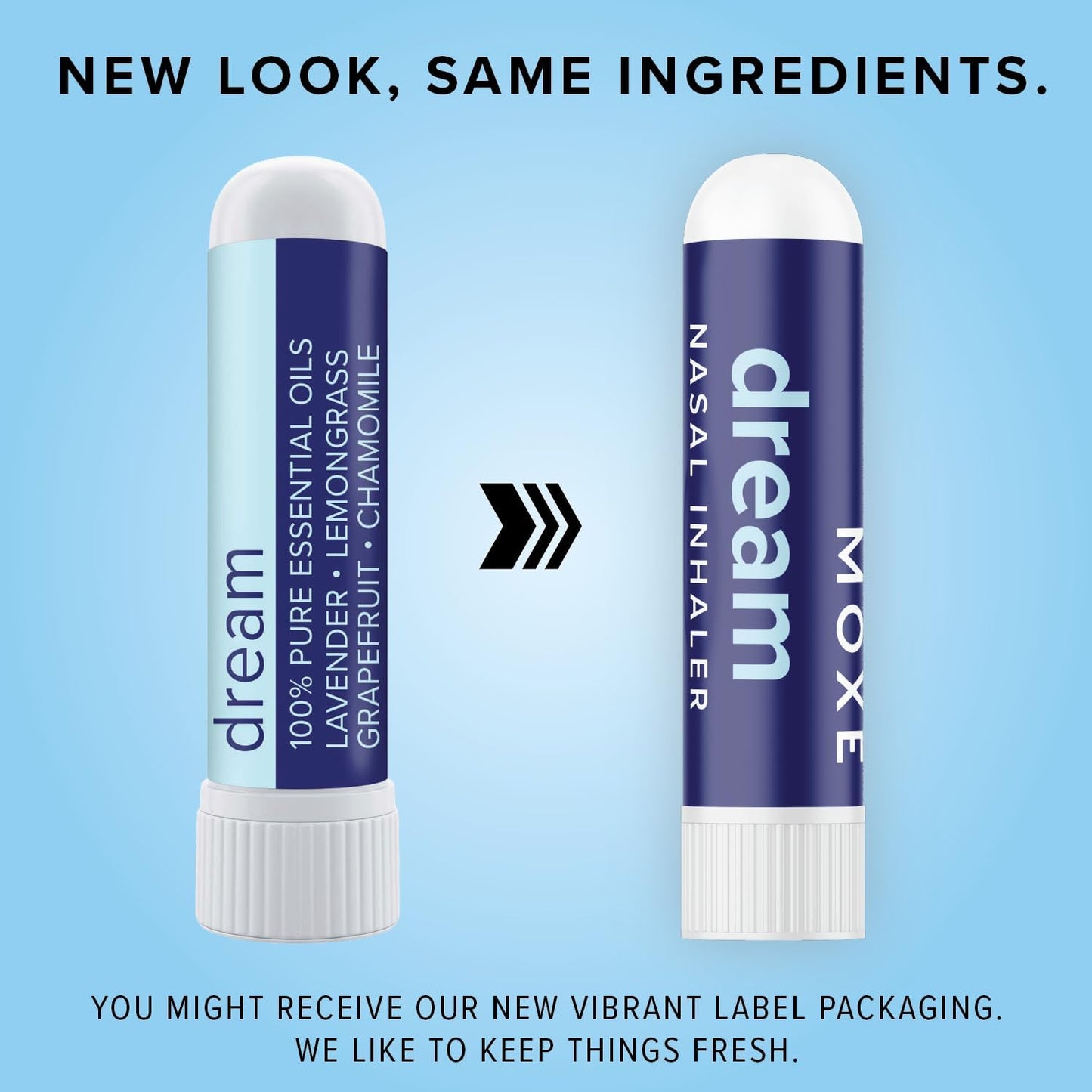 MOXĒ Dream Nasal Inhaler, Essential Oil Blend, Calming, Relaxing, Natural Tension Calmness, Soothing Fragrance, Lavender, Chamomile, Lemongrass, Grapefruit, Made in USA (3 Pack)