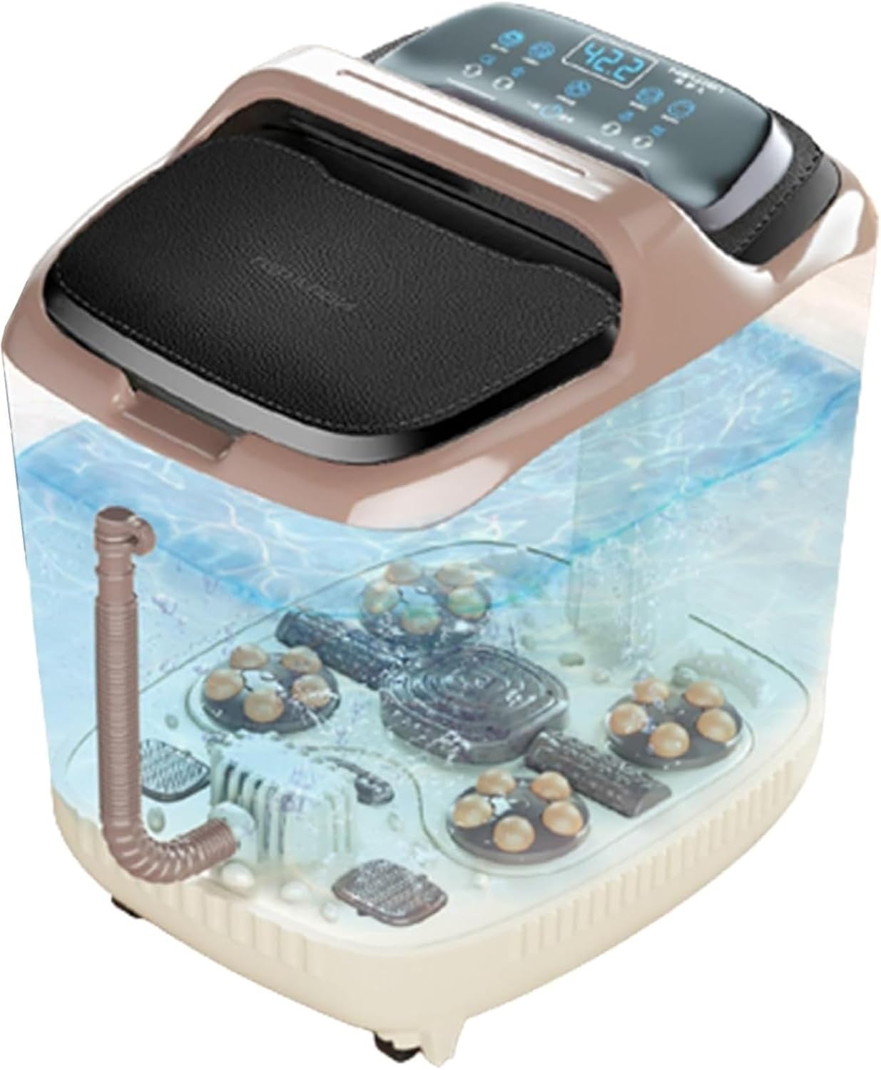 Foot Spa Bath Massager with Heat， Foot Soak Tub with Lid Heat Bubbles Temperature Control for Tired Feet Relieve Muscle Pain
