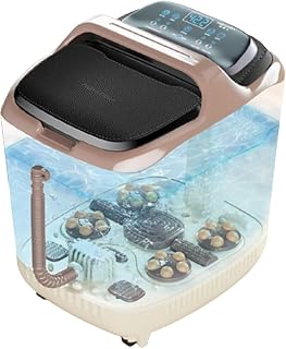 Foot Spa Bath Massager with Heat， Foot Soak Tub with Lid Heat Bubbles Temperature Control for Tired Feet Relieve Muscle Pain
