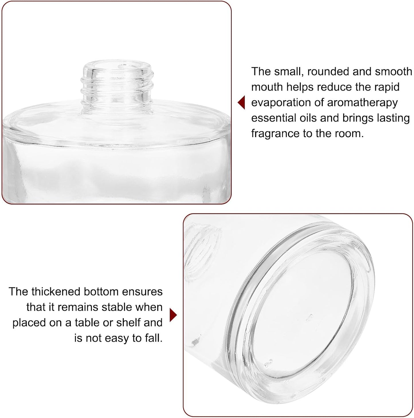 HARFINGTON 200ml/6.8oz Empty Glass Diffuser Bottle 3.2" x 3.3" Refillable Fragrance Accessories Aromatherapy Jar Container for Replacement Reed Diffuser DIY Home Bathroom Transparent