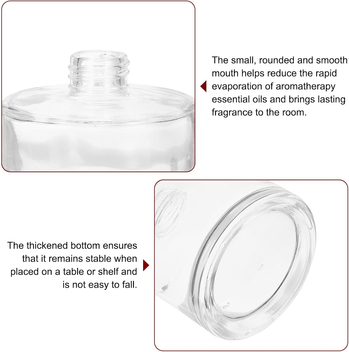 HARFINGTON 200ml/6.8oz Empty Glass Diffuser Bottle 3.2" x 3.3" Refillable Fragrance Accessories Aromatherapy Jar Container for Replacement Reed Diffuser DIY Home Bathroom Transparent