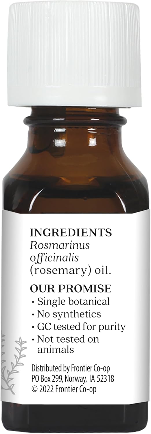 Aura Cacia Rosemary Essential Oil, Pure Rosmarinus Officinalis Oil, Aromatherapy for Skincare, Massage, Hair Care, DIY Blends | 0.5 Fl Oz (Pack of 1)