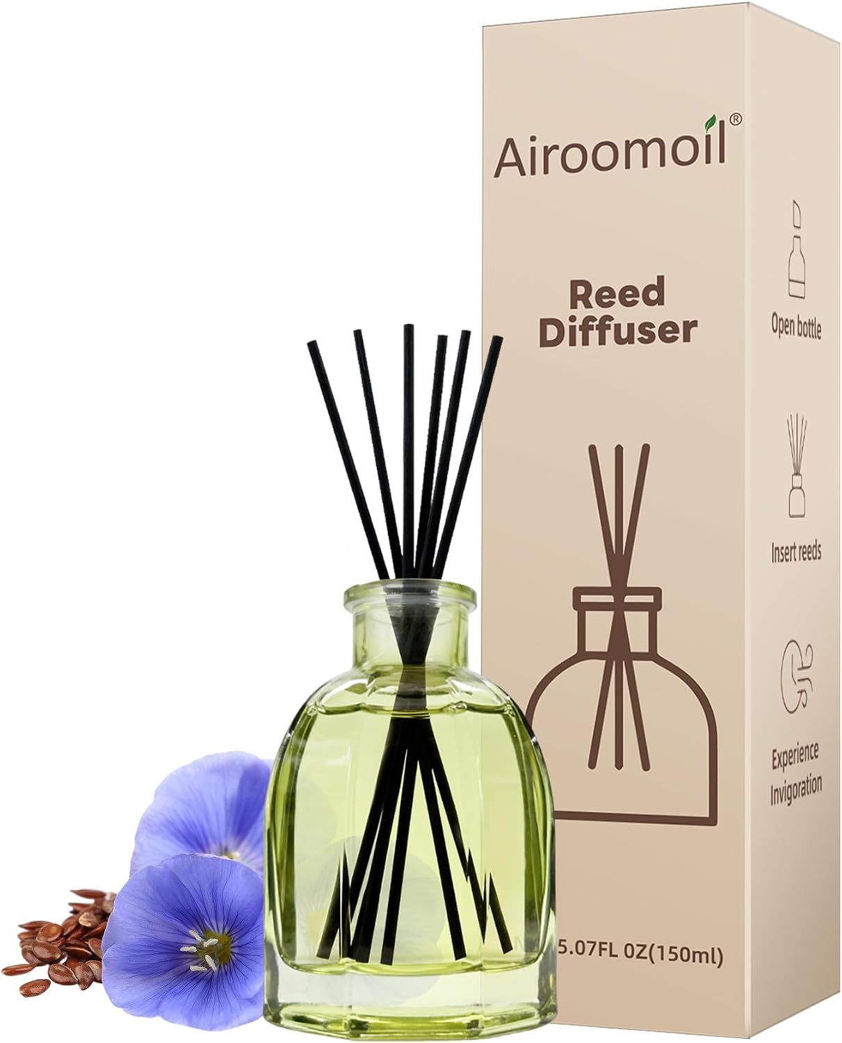 Clean Linen Reed Diffuser Set – 5.07 oz with 6 Sticks, Fresh Airy Scent for Home, Bathroom, Living Room, Office, Yoga & Meditation – Long-Lasting, Flameless, Ideal Gift