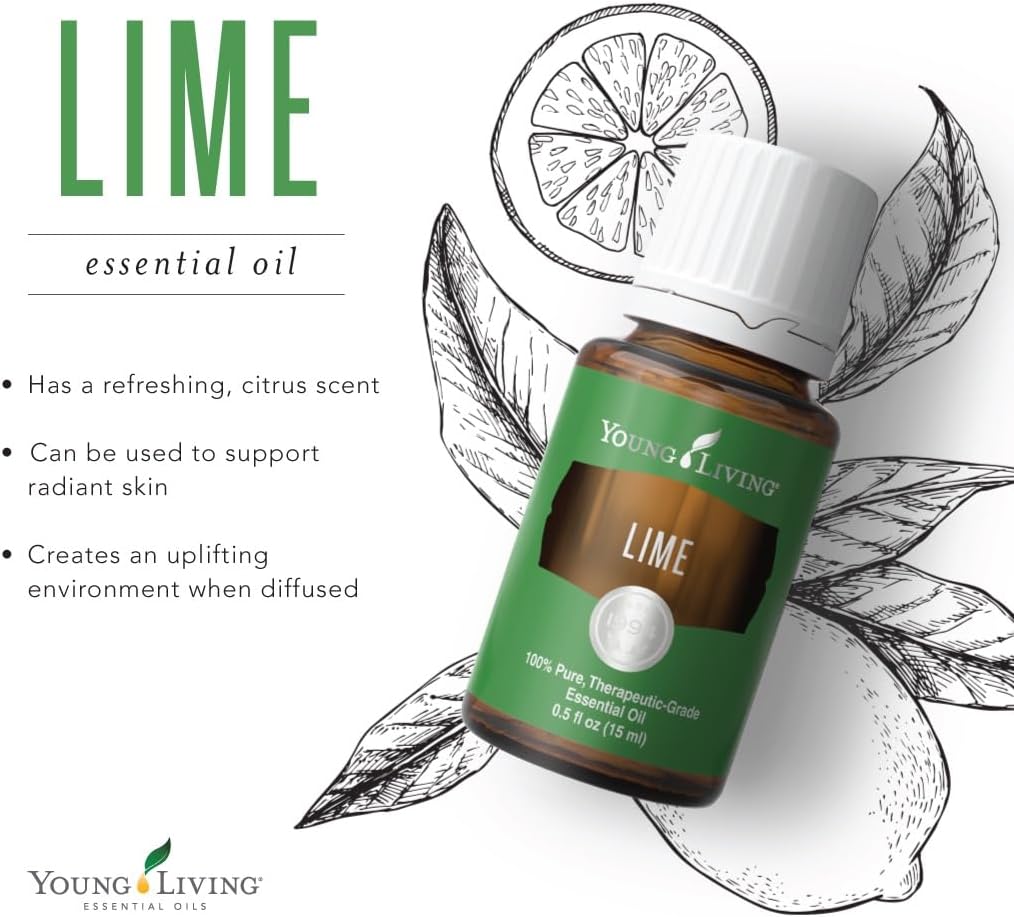 Young Living Lime Essential Oil 15 ml | Bright Citrus Aroma for Diffusers, Massage & Aromatherapy | Cold Pressed Lime Peel Botanical Oil | Fresh Zesty Fragrance | Seed to Seal Quality