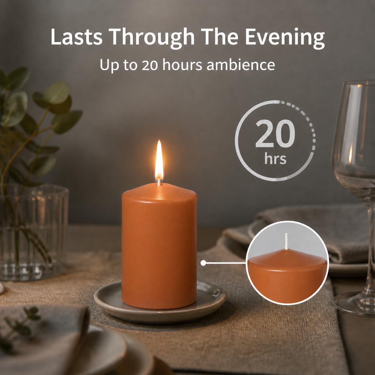 Yummi 2.25" x 3" Toffee Slim Round Pillar Candles - 4 per pack