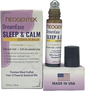 DreamEase Sleep and Calm Essential Oil Roll-On –Crafted from 13 Pure Botanical Oils – Nighttime Relaxation Aromatherapy, Made in USA – 10 mL