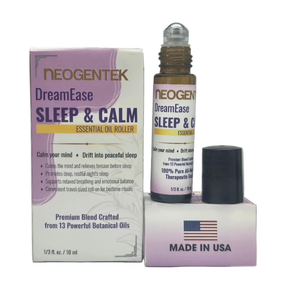 DreamEase Sleep and Calm Essential Oil Roll-On –Crafted from 13 Pure Botanical Oils