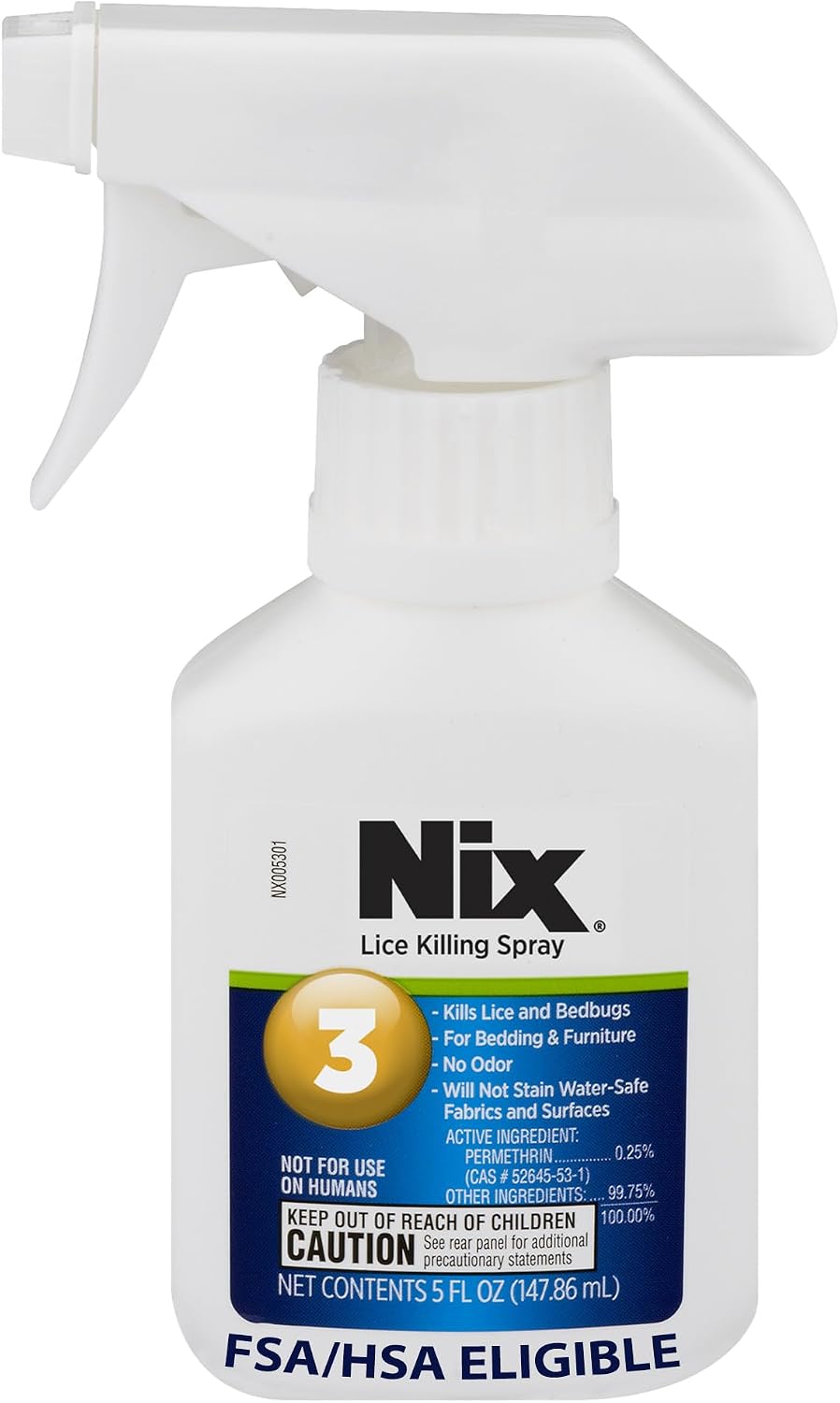 Nix Lice & Bed Bug Spray for Home Use, Kills Lice on Bedding & Furniture, Odor-Free & Non-Staining, 5 Fl Oz