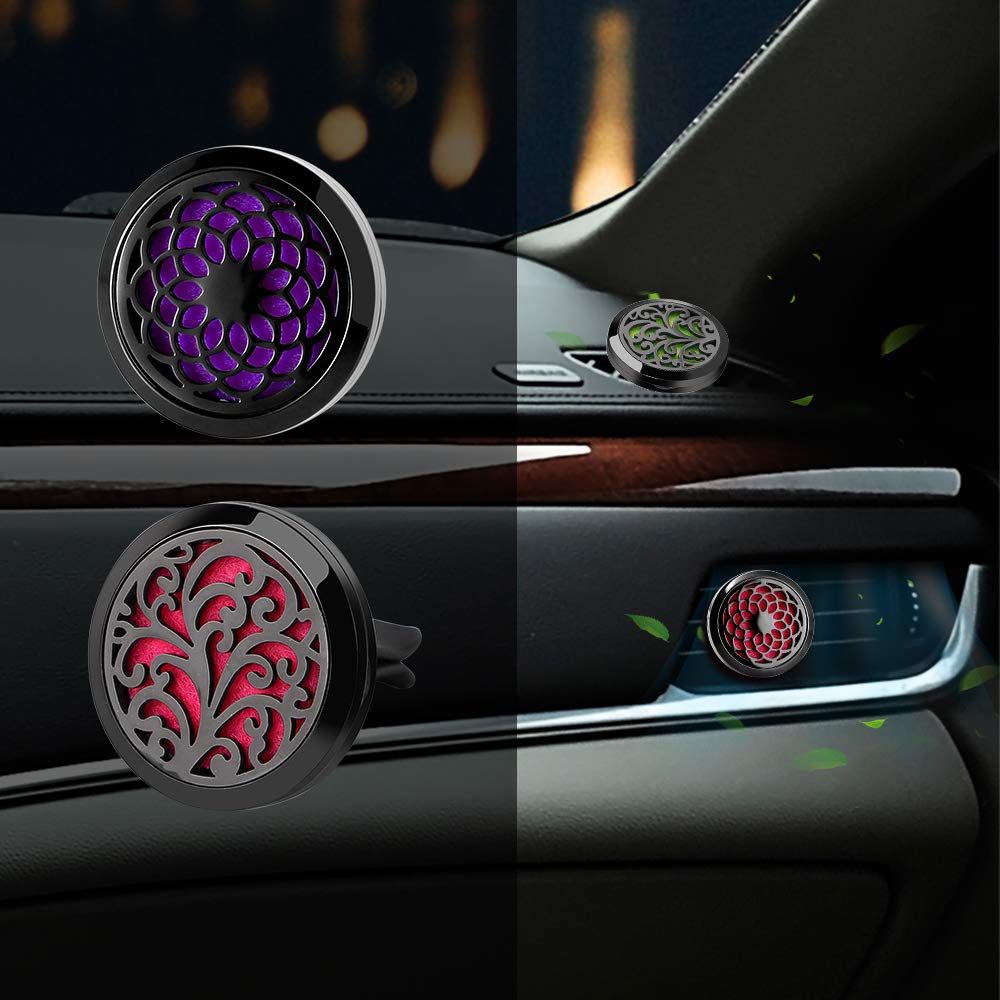 RoyAroma Car Air Freshener Vent Clip - 2PCS 30mm Black Car Essential Oil Diffuser Vent Clips for Home Office Room with 12 Felt Pads Mother's Day, Birthday Gift for Women & Men