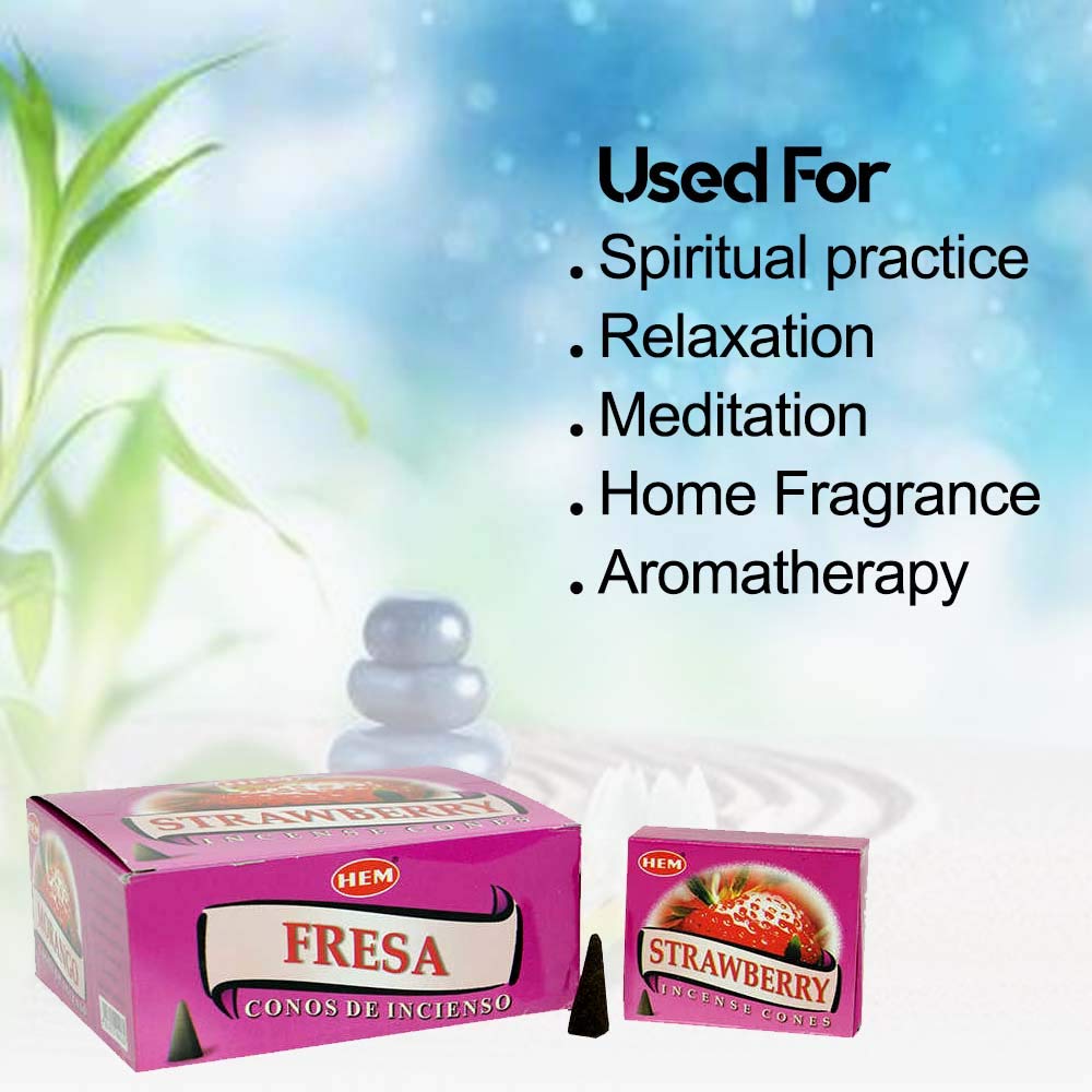 Strawberry - Case of 12 Boxes, 10 Cones Each - HEM Incense From India