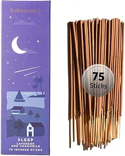 Folkulture Incense Sticks (75 Sticks) | 8" Premium Lavender & Chamomile Incense Sticks for Deep Sleep, Aromatherapy, Relaxation Gifts | No Charcoal, Non Toxic, 45 Mins, Long Burning Insence-Sticks