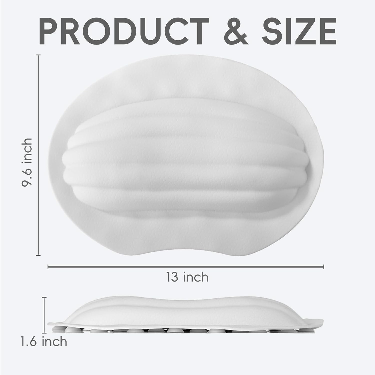 Small Bath Tub Neck Pillow, TPE Waterproof Suction Cups Bathtub Neck Pillow & Cushion, Ultra Thin, Lightweight Quick Drying Bath Accessories Spa Gifts for Women,White (13x9.6x1.6 Inch)