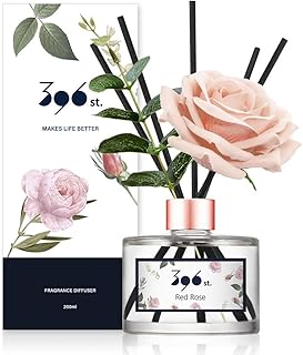 396 st. Rose Flower Reed Diffuser, Red Rose, 200ml(6.7oz) / Reed Diffuser Sets, Home Fragrance, Scented Oils, Home & Bathroom Décor