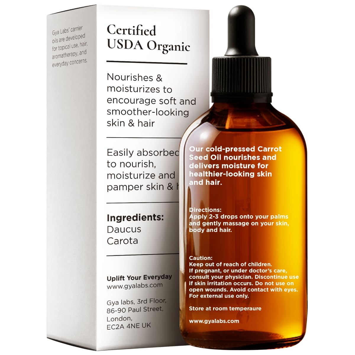 Gya Labs USDA Organic Carrot Seed Oil - 1 Fl Oz - Carrier Oil for Hair, Skin, Face, Scalp & Body Massage
