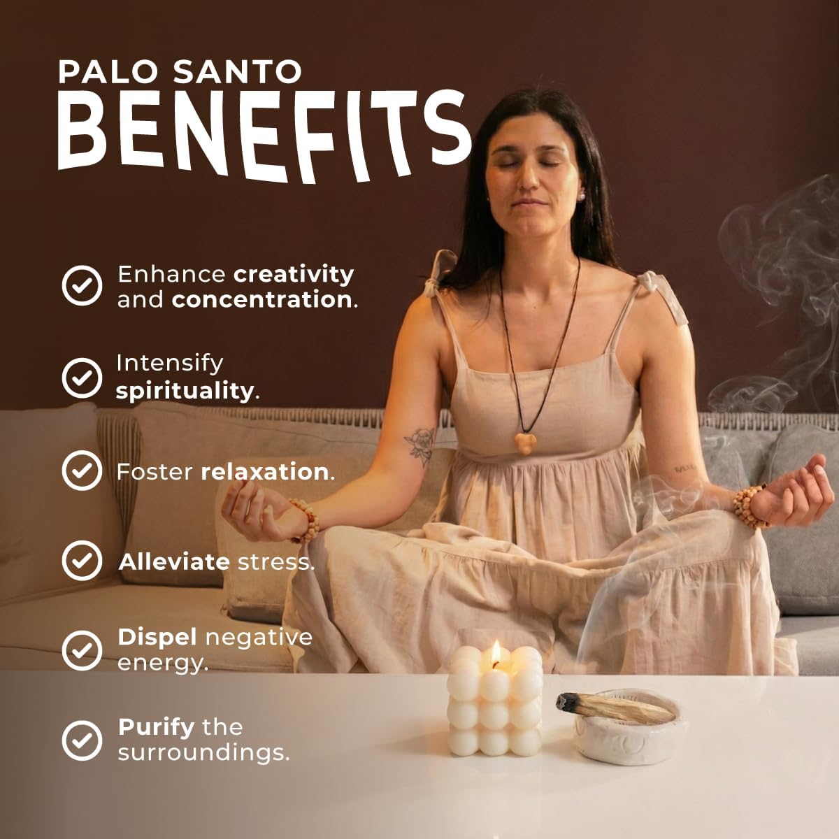 Palo Santo Sticks 8-Pack from Peru (Not Ecuador) for Smudging & Meditation | Wild-harvested from naturally fallen trees in Peru. Resin-rich wood for cleansing rituals, yoga, journaling, relaxation