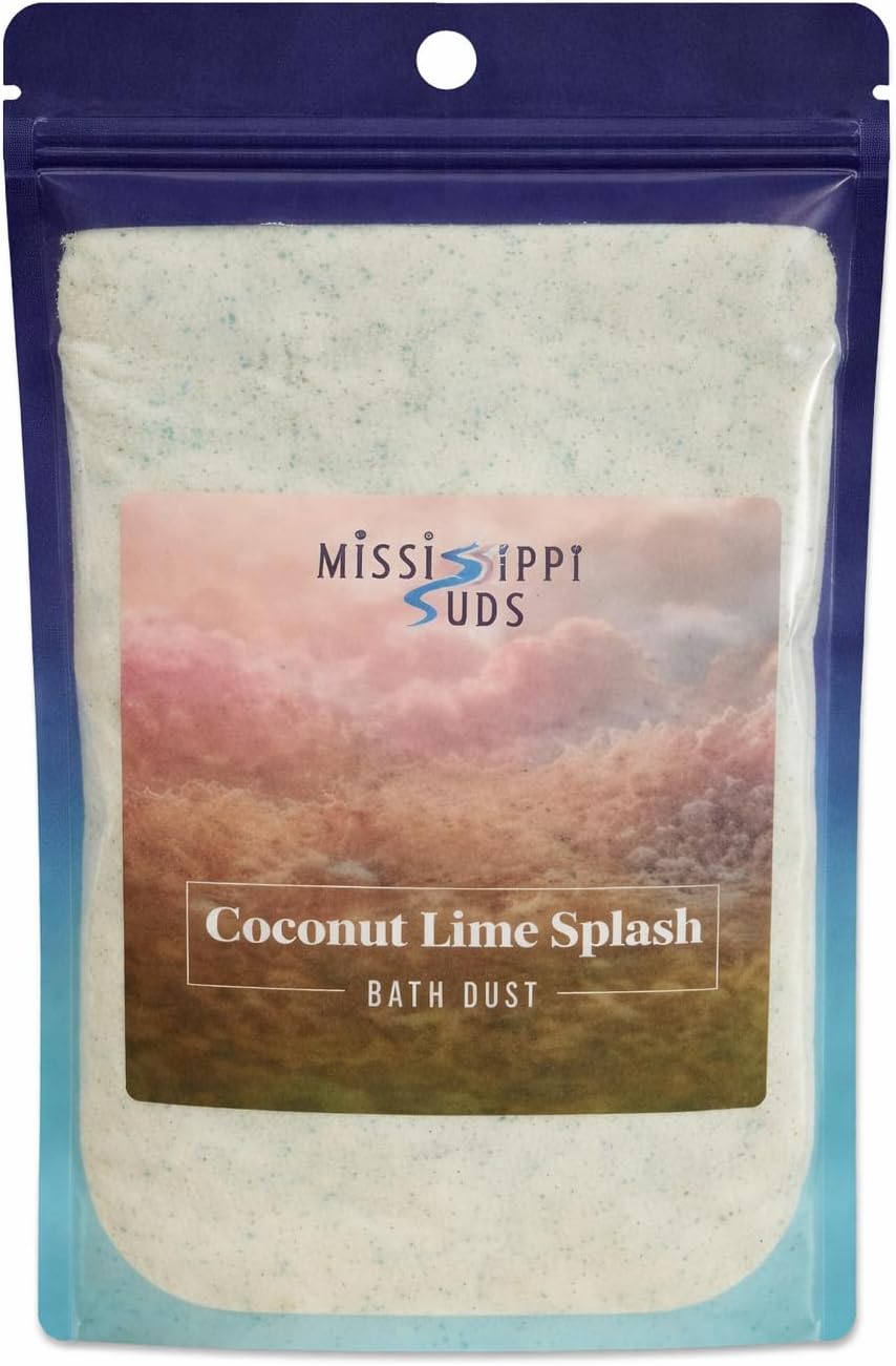 Bath Bomb Dust for Kids, Women, Powder, Salts, Goat Milk Soak, Fizzies, Ginger, Bubbles, Fizz, Mississippi Suds (Coconut Lime Splash)