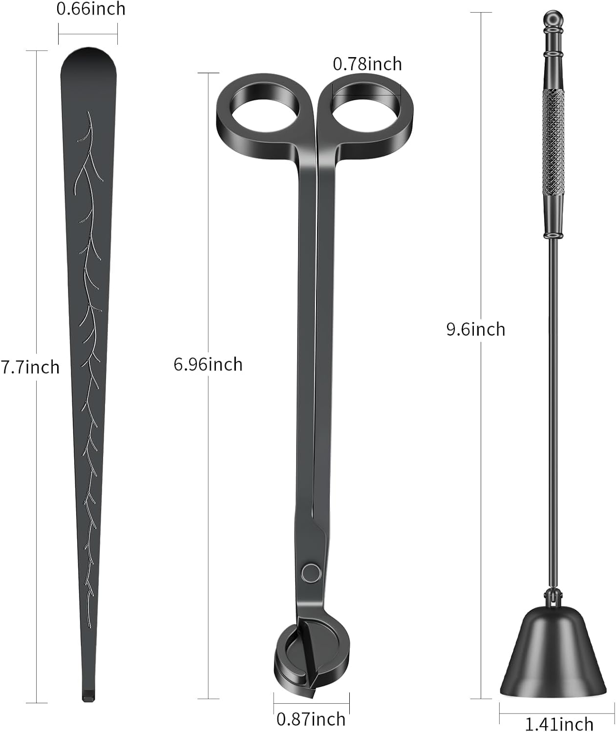 calary Candle Wick Trimmer, Candle Snuffer and Wick Dipper & Candle Accessory Set, 3 in 1 Candle Care Kit for Candle Lover (Black)