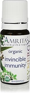 AMRITA Aromatherapy: Invincible Immunity Synergy Blend - Organic Essential Oil Blend of Bay Laurel, Thyme Borneol, Thyme Linalol, Red Thyme, Eucalyptus Radiata, Tea Tree, & Oregano Size: 10ML