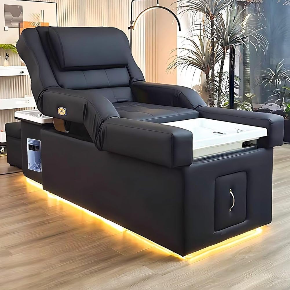 Shampoo Bed, Electric Lift Massage Bed, Head Spa Equipment with Water Circulation, Fumigation, Foot Bath SPA Shampoo Table