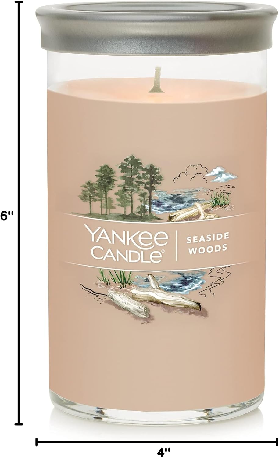 Yankee Candle Medium Pillar Scented Candle with up to 115 Hour Burn Time, Premium Plant Wax Blend for Consistent Burn, 14.25 oz Pillar Candle with Room Filling Fragrance, Seaside Woods