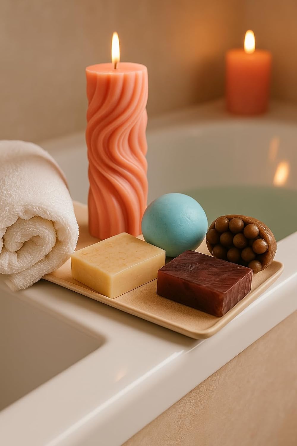 Handmade Soap Gift Set – 5 Natural Soaps Bars, Bath Bomb, Massage Bar Soap – Natural Relaxing Self Care Gift