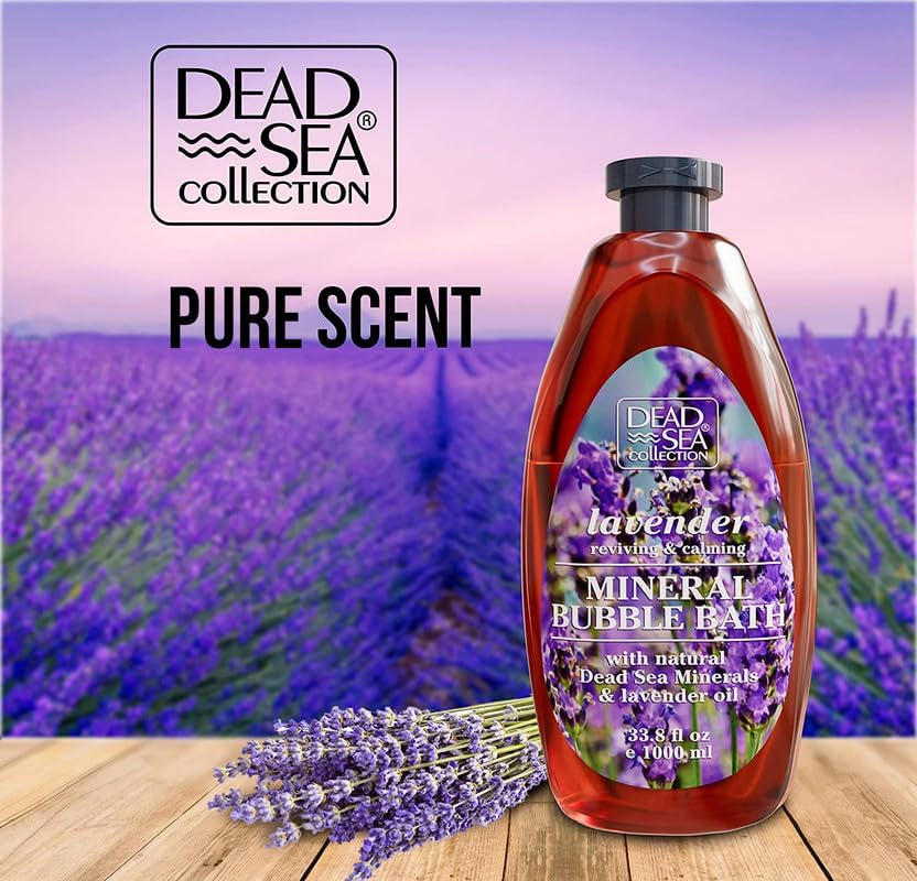 Dead Sea Collection Bubble Bath with Lavender for Women and Men - Lavender Oil and Pure Dead Sea Minerals - Nourishing and Moisturizing Skin - Pack of 2 (67.6 fl.oz)