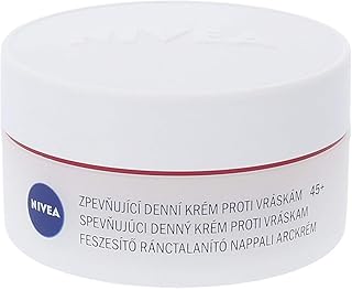 NIVEA Anti‑Wrinkle + Firming 45+ Day Cream for Mature Skin – Deeply Hydrating Face Moisturizer with Apricot Kernel Oil & Shea Butter, Smooths Fine Lines, 50 ml (1.69 fl oz)