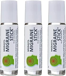 Basic Vigor Migrastil Migraine Stick Rollon - Fast Cooling Comfort for Your Head 3-Pack. Aromatherapy with Peppermint & Other Essential Oils. Metal Roller. Made in USA by Basic Vigor