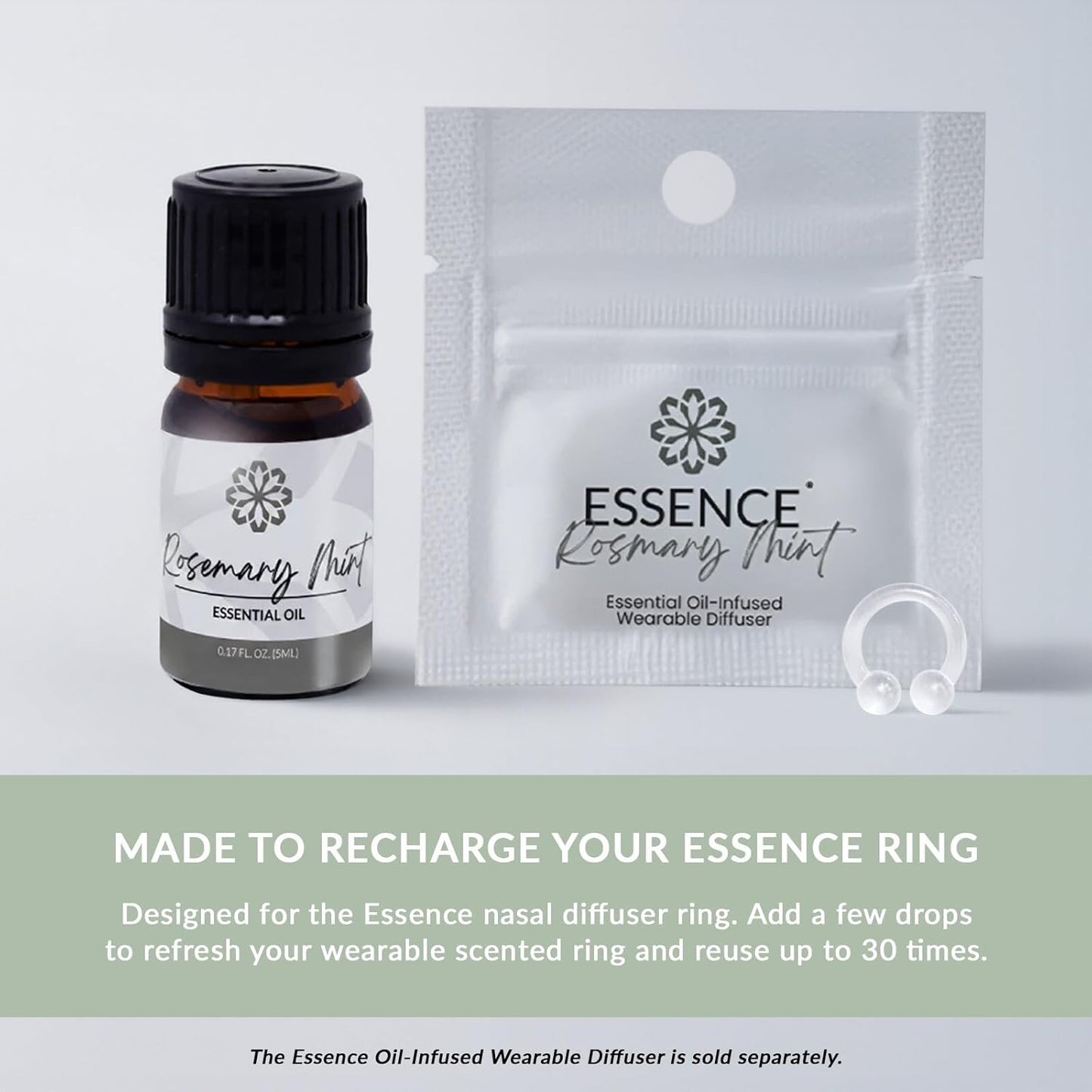 Essence Rosemary Mint Essential Oil, 5 ml | Aromatherapy Oil for Diffusers & Personal Use | Natural Fragrance for Relaxation, Clarity & Wellness | Made in USA | Herbal & Refreshing Scent