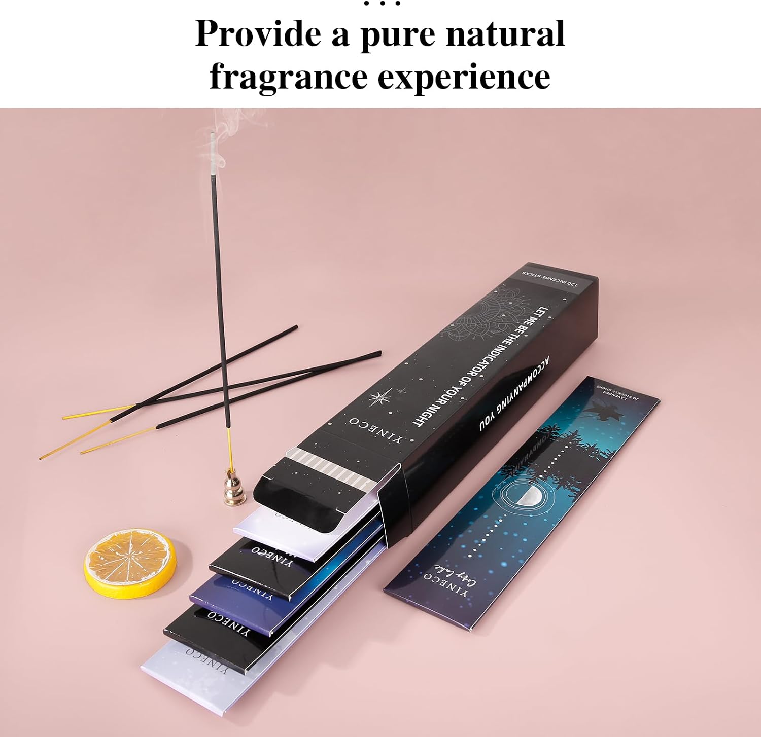 Incense Sticks Set of 120-6 Scents (White Sage, Sandalwood, Jasmine, Lavender, Dragon's Blood & Yoga) for Meditation, Relaxation & Positive Aura, Boho Gift Set, Magic Hour (Black)