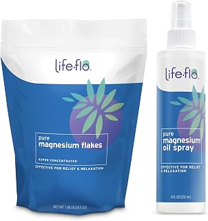 Life-flo Pure Magnesium Oil Spray and Magnesium Bath Flakes - Pure Magnesium Chloride from the Zechstein Seabed - Relief and Relaxation Bundle, Soothes Muscles and Joints, 60-Day Guarantee, 8oz/26.4oz