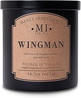 Manly Indulgence Wingman Scented Candles for Men, 2 Wick, 16.5 oz, Premium Soy Blend Wax, 60H Burn, Candles for Home Scented - Made in The USA
