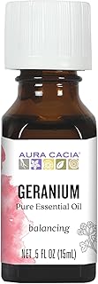 Aura Cacia 100% Pure Geranium Essential Oil | GC/MS Tested for Purity | 15 ml (0.5 fl. oz.) | Pelargonium graveolens