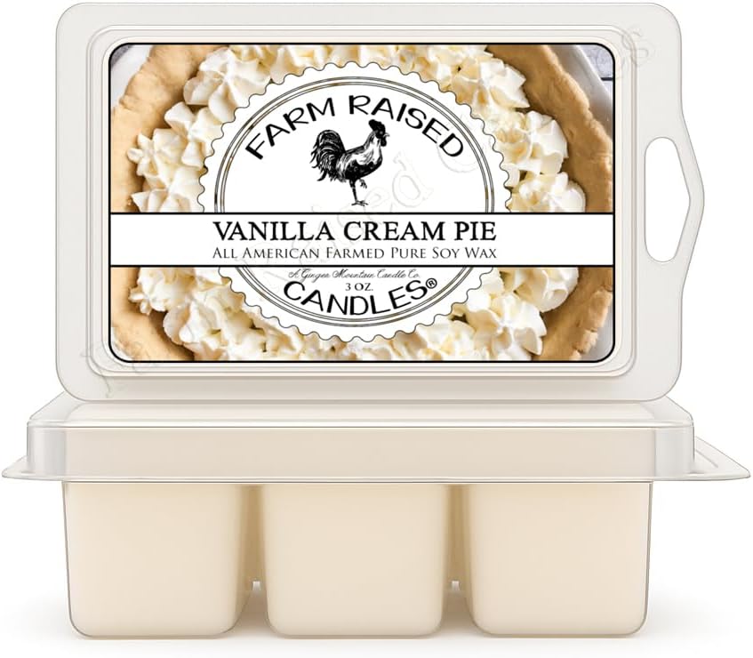 Vanilla Cream Pie Wax Melts 2-Pack (6 oz) | 100% American Soy Wax • Hand-Poured • Sweet Bakery Scent • Pet Safe • Gift Ready • 6 Cubes Each