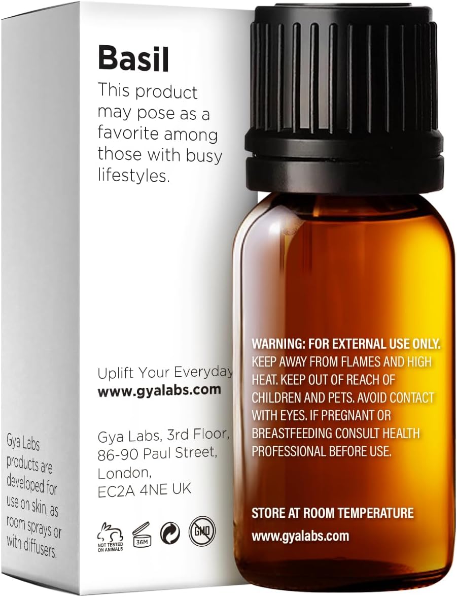 Mandarin Essential Oil for Skin & Basil Essential Oil for Diffuser Set - Aromatherapy Grade Essential Oils Set - 2x0.34 fl oz - Gya Labs