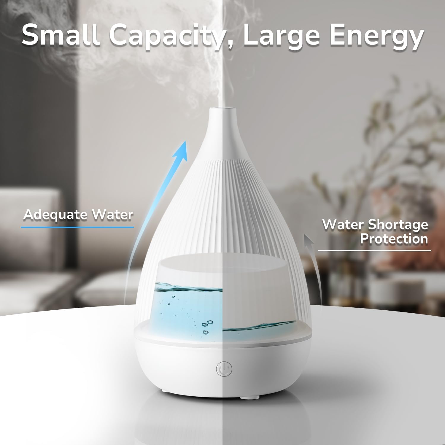 Ultrasonic Essential Oil Diffuser, Home Fragrance Aroma Diffuser with Auto Shut-Off, Color Change Night Light & Ultra-Quiet Operation, BPA-Free Portable Aromatherapy Humidifier for Home (White)