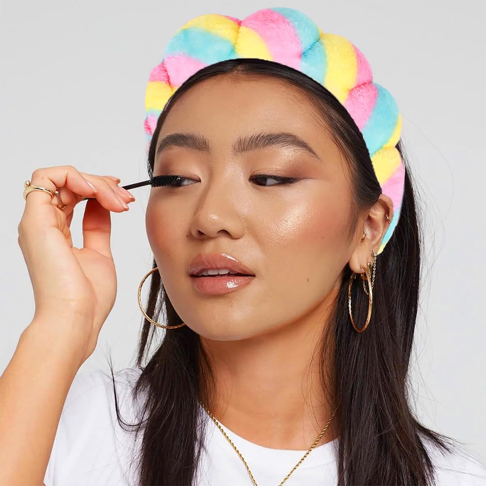 AOENJIE Spa Headbands for Washing Face or Makeup, Sponge Bubble Skincare Headbands, Puffy Terry Cloth Hairband for Women, Skin Care Makeup Headwear Hair Accessories for Girls