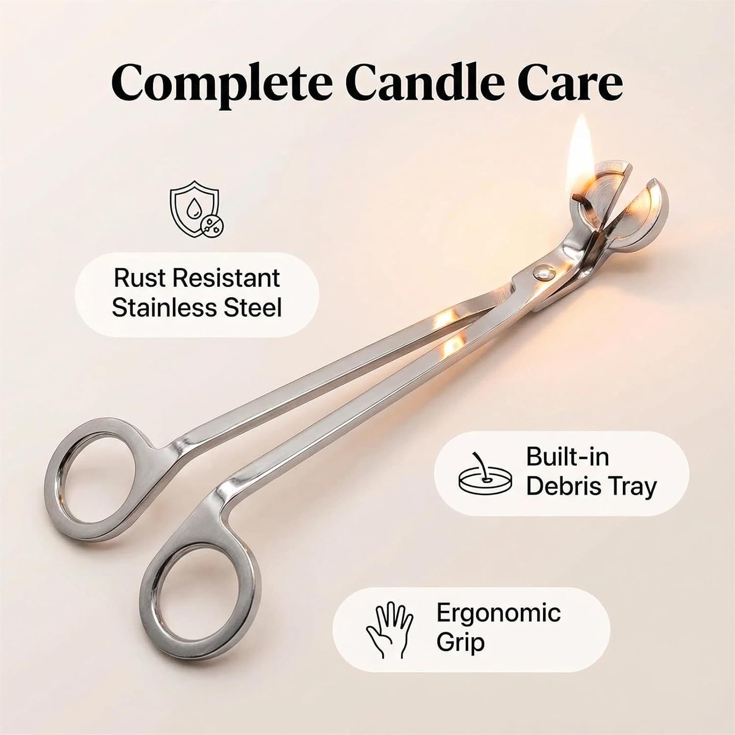 Candle Snuffer, Candlesnuffers Wick Snuffer Candle Accessory, Stainless Steel Wick Flame Extinguisher for Putting Out Candle Flame Safely (Silver Candle Wick Trimmer)