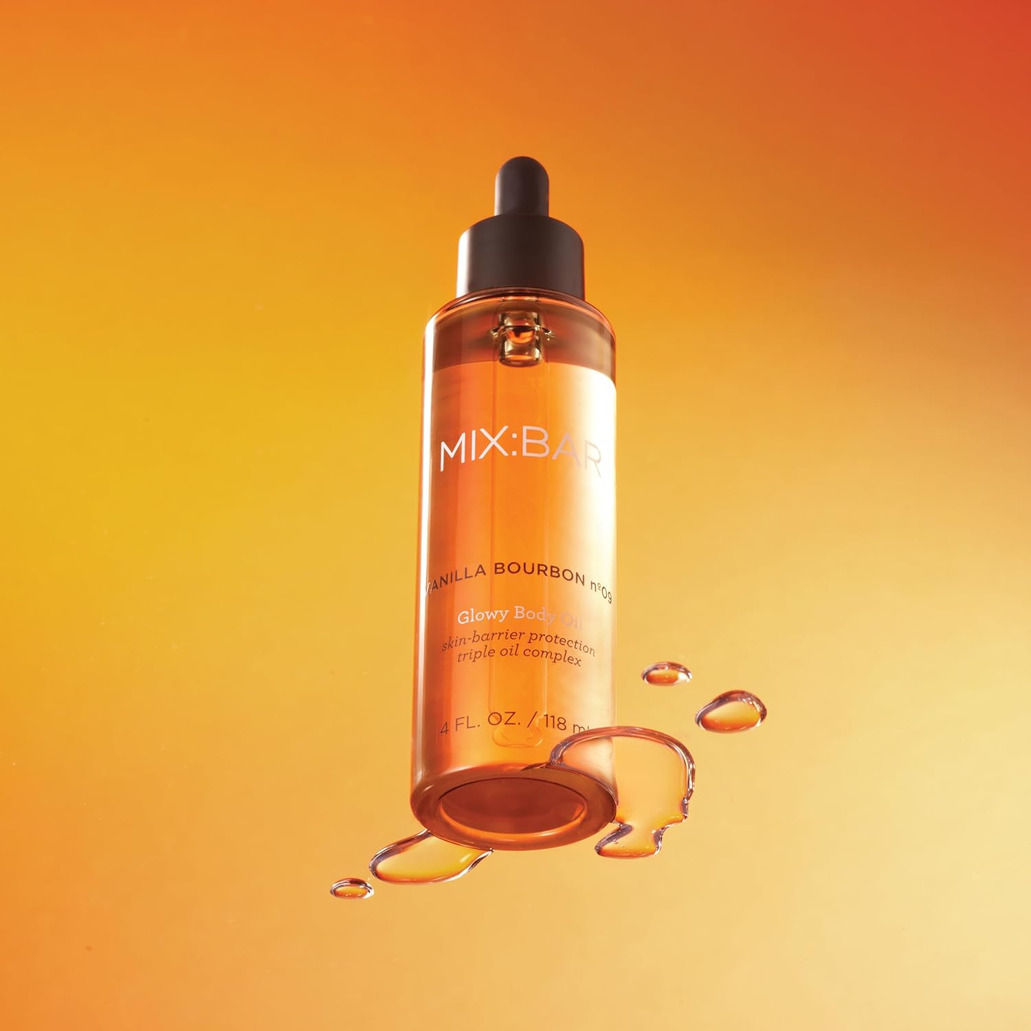 MIX:BAR Vanilla Bourbon Glowy Body Oil for Women, Soothe, Soften & Smooth Dry Skin, with Jojoba & Avocado Oil, Paraben Free, Vegan, 4oz