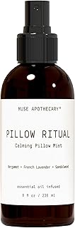 Muse Apothecary Pillow Ritual - Aromatic, Calming and Relaxing Pillow Mist, Linen and Fabric Spray - Infused with Natural Aromatherapy Essential Oils - 8 oz, Bergamot + French Lavender + Sandalwood