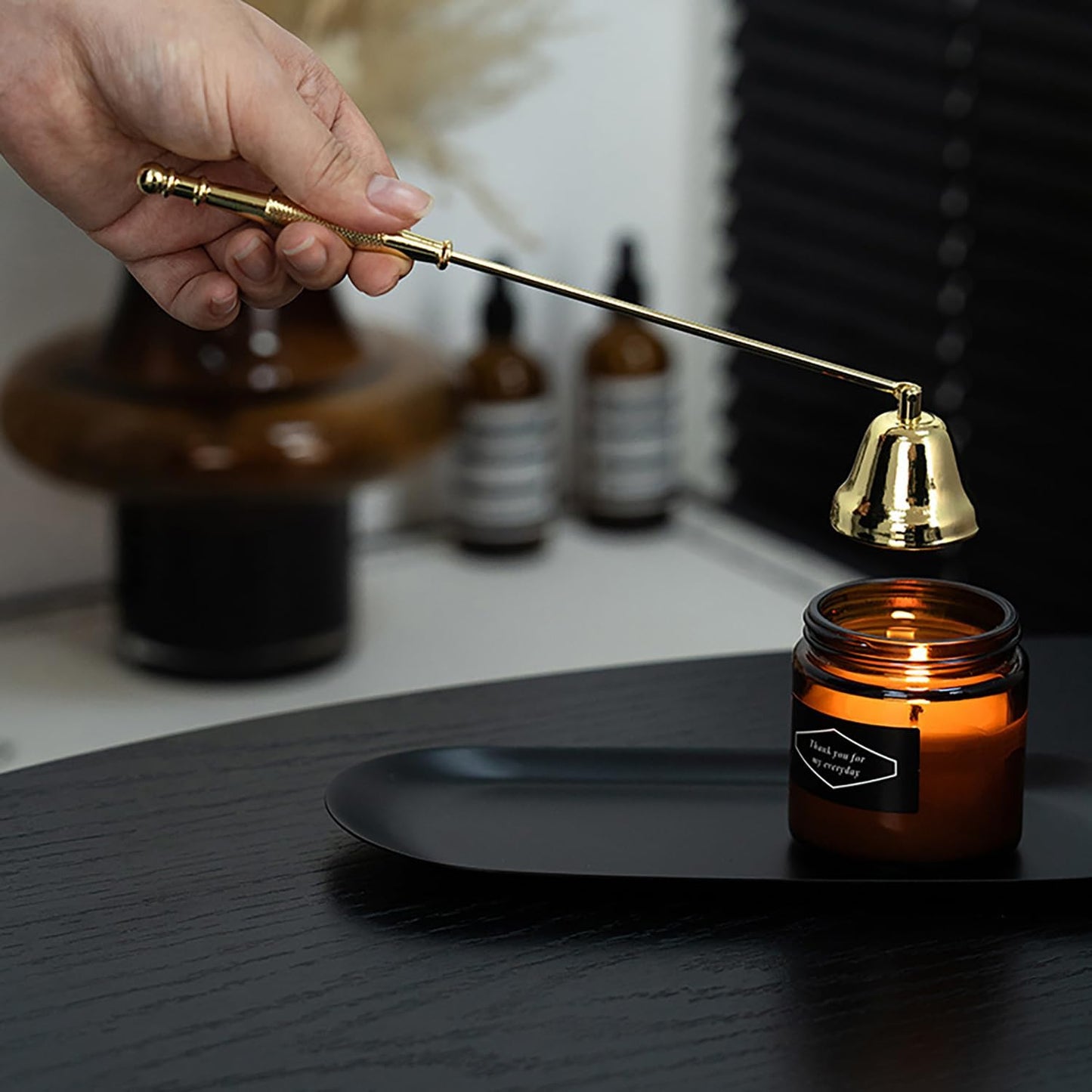 1Pc Gold Metal Candle Snuffer Wick Snuffer with Long Handle, Wick Extinguisher,Candlesnuffers Candle Accessories and Fireplace Tools