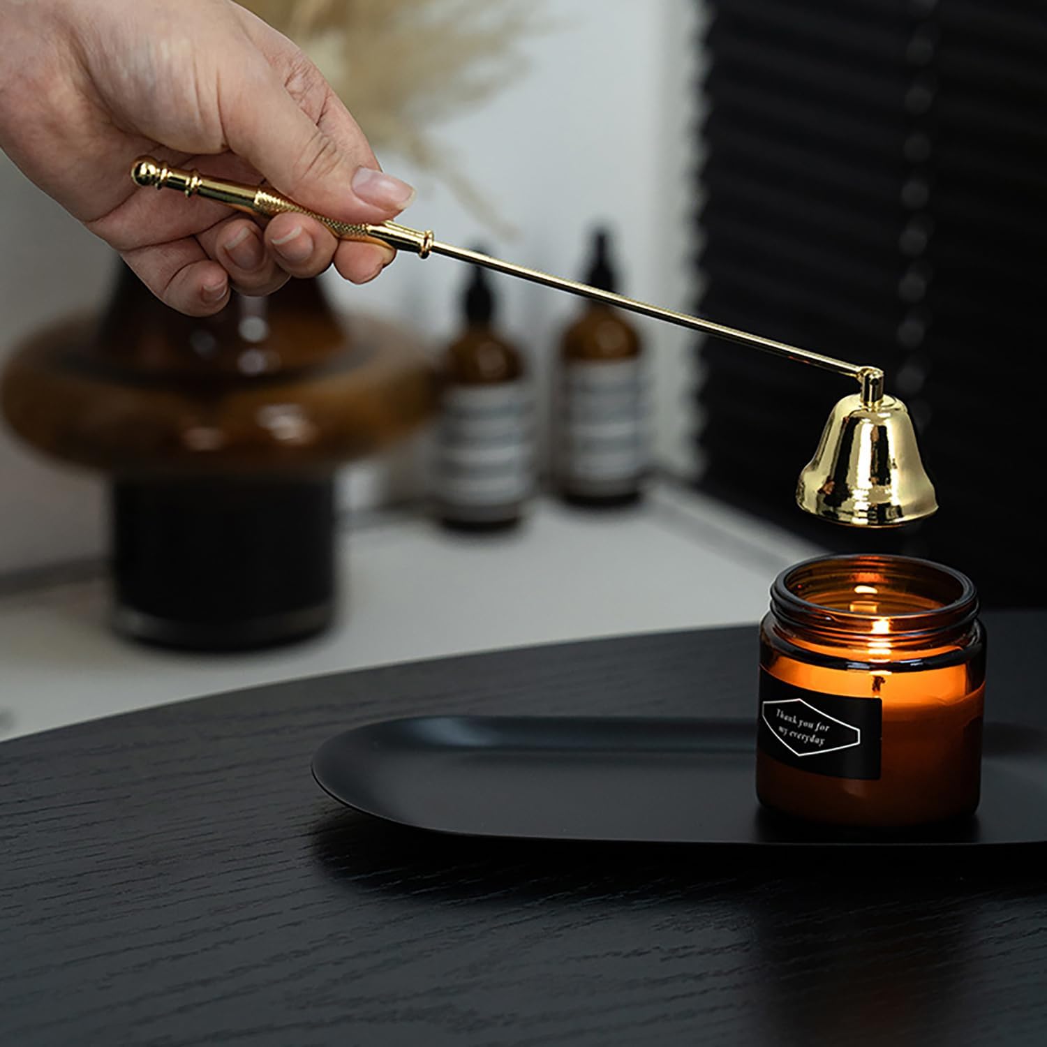 1Pc Gold Metal Candle Snuffer Wick Snuffer with Long Handle, Wick Extinguisher,Candlesnuffers Candle Accessories and Fireplace Tools