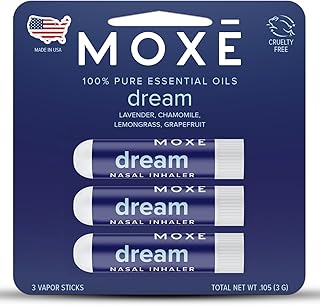 MOXĒ Dream Nasal Inhaler, Essential Oil Blend, Calming, Relaxing, Natural Tension Calmness, Soothing Fragrance, Lavender, Chamomile, Lemongrass, Grapefruit, Made in USA (3 Pack)