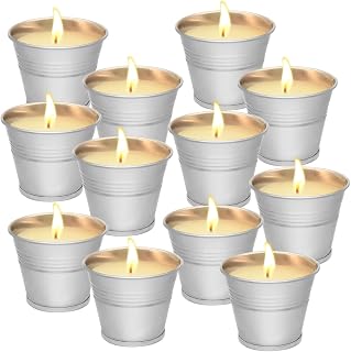 12PCS Citronella Candles - Garden Citronella Scented Candles Outdoors, 120-180 Hours Burning, Natural Soy Wax, Portable Jar Candle Gift Sets for Home Patio Yard Indoors, Balcony, Camping