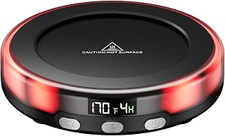 Gaiatop Coffee Mug Warmer for Desk, 3 Temp Settings, 2-9Hrs Timer, 3 Colorful Romantic Atmosphere Light Modes, Stocking Stuffers, Beverage Heating Plate with Digital Display for Candle Tea Milk Black