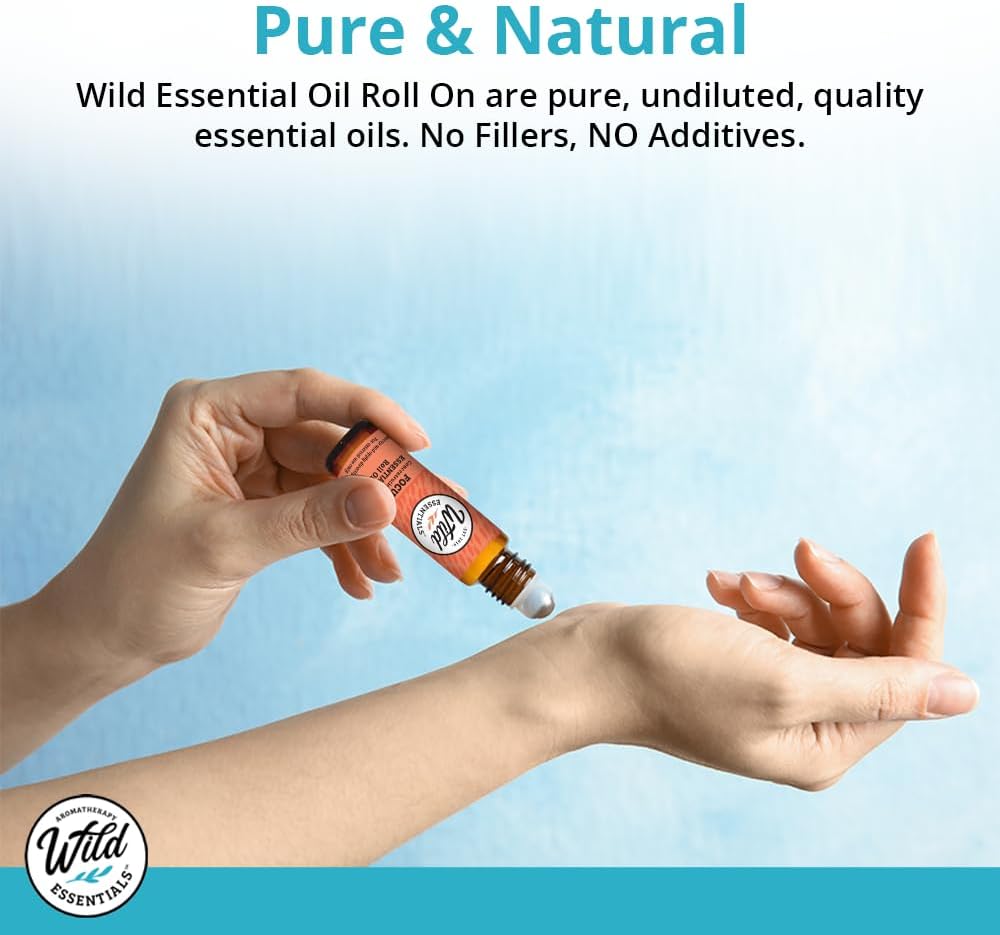 mEssentials Migraine Relief 10ml Essential Oil Roll On, Organic Jojoba Oil, All Natural, Slim Glass Bottle, Premium Stainless Steel Applicator