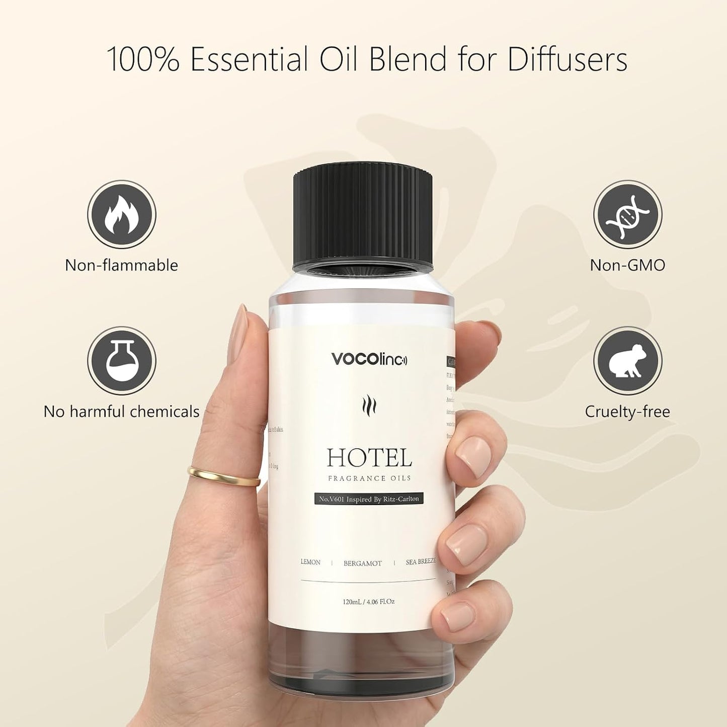 VOCOlinc Hotel Collection Diffuser Oil - Hilton - Inspired by Luxury Five Star Hotel Lobby Scent Oil for Waterless Oil Diffusers, Luxurious Scents of Citus, Lily of the Valley, and Oakmoss (4.06 OZ)
