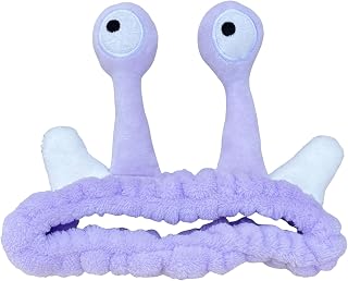 Snail Headband for Women & Girls,Cute Coral Fleece Elastic Spa Headband for Face Wash,Skin Care,and Makeup (Purple)