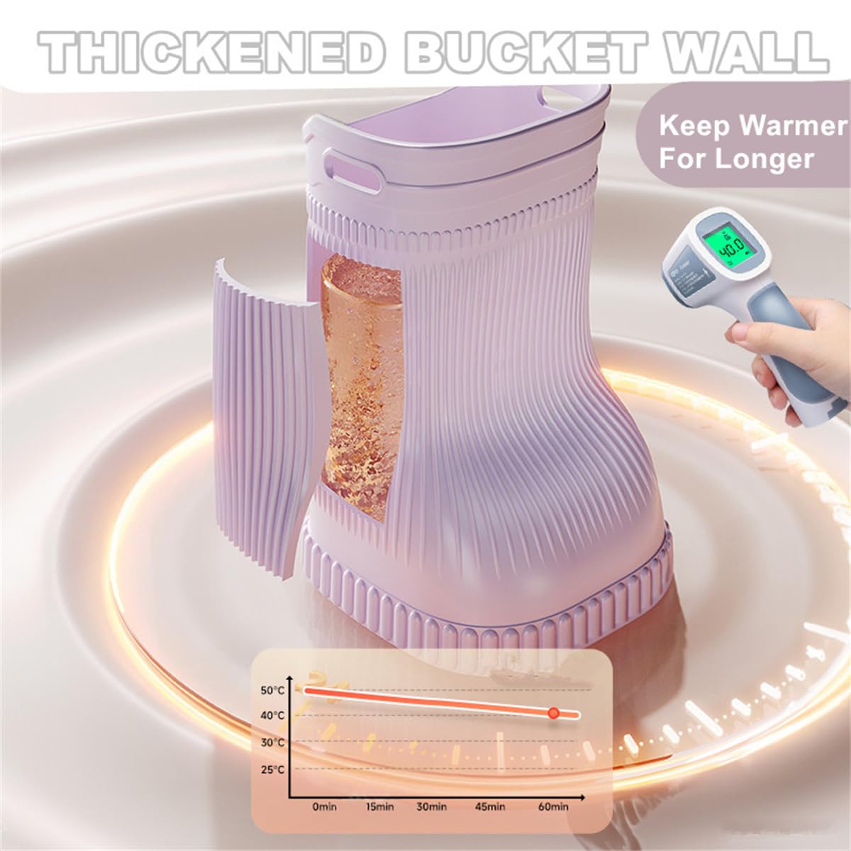 Foot Spa Bath,Boot Shaped with Massage Bumps & Calf Soaking for Relaxation, Pain Relief and Improved Circulation (grey,L)